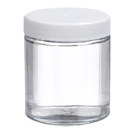 Wheaton® 4 Oz Glass Jars, Straight Side Clear, PP/PTFE Liner, Case Of 24